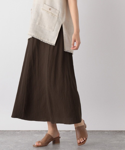 GLOBAL WORK（グローバルワーク）の「シャーリングフレアスカート/964068（スカート・レディース・ブラック/グリーン系その他7/ダークブラウン・MEDIUM/LARGE）」の9枚目の写真