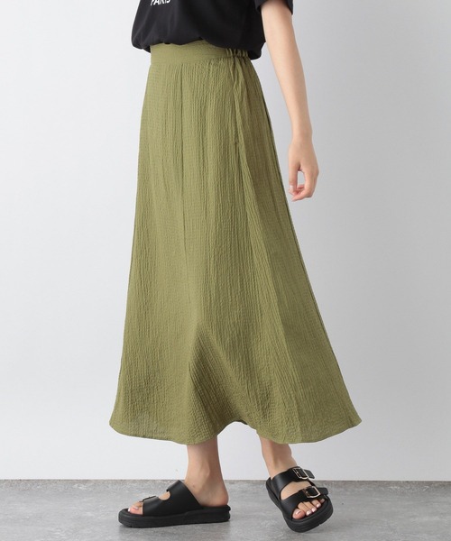 GLOBAL WORK（グローバルワーク）の「シャーリングフレアスカート/964068（スカート・レディース・ブラック/グリーン系その他7/ダークブラウン・MEDIUM/LARGE）」の6枚目の写真