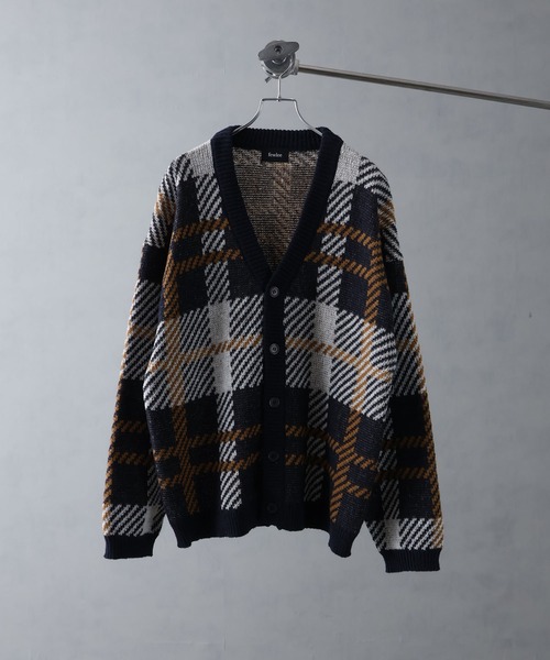 セール】総柄モヘアライクニットVネックカーディガン（カーディガン
