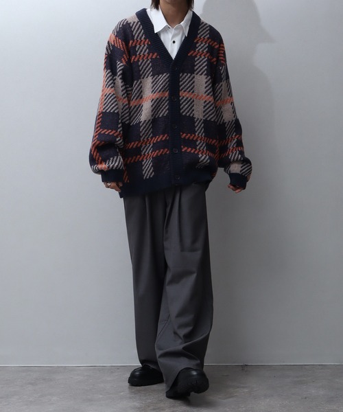 総柄モヘアライクニットVネックカーディガン（カーディガン