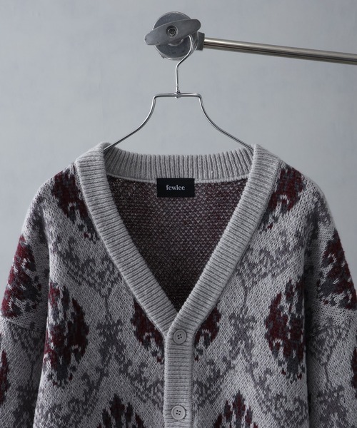 セール】総柄モヘアライクニットVネックカーディガン(カーディガン セール】総柄モヘアライクニットVネックカーディガン(カーディガン