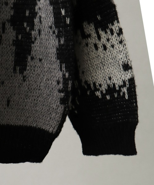 総柄モヘアライクニットVネックカーディガン（カーディガン