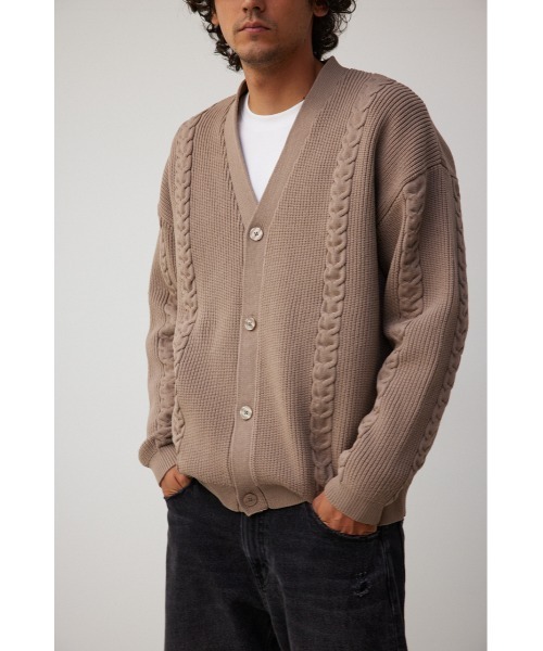 AZUL by moussy（アズールバイマウジー）の「スポンディッシュケーブルカーディガン（カーディガン/ボレロ・メンズ・ブラック/ベージュ/グレー/グリーン・FREE）」の7枚目の写真