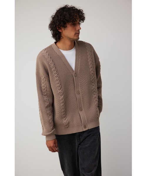 AZUL by moussy（アズールバイマウジー）の「スポンディッシュケーブルカーディガン（カーディガン/ボレロ・メンズ・ブラック/ベージュ/グレー/グリーン・FREE）」の9枚目の写真