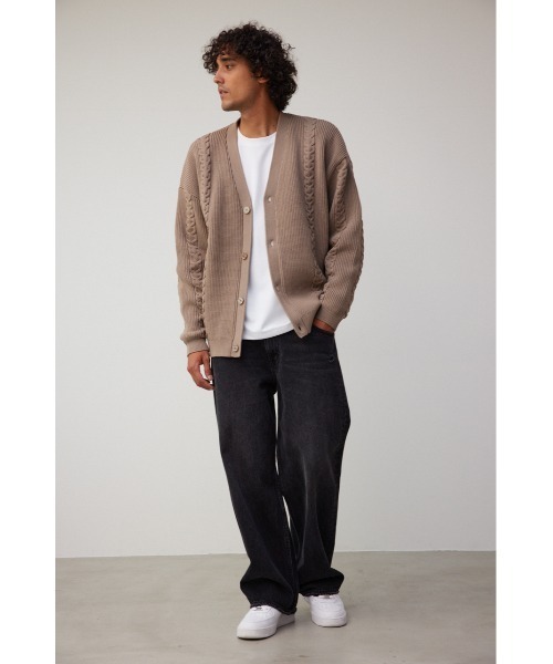 AZUL by moussy（アズールバイマウジー）の「スポンディッシュケーブルカーディガン（カーディガン/ボレロ・メンズ・ブラック/ベージュ/グレー/グリーン・FREE）」の10枚目の写真