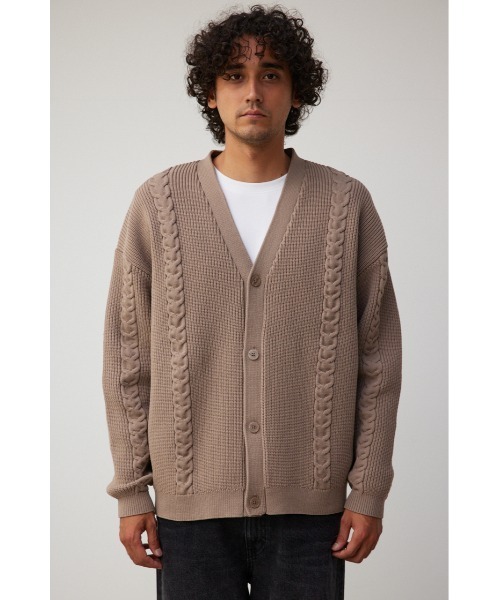 AZUL by moussy（アズールバイマウジー）の「スポンディッシュケーブルカーディガン（カーディガン/ボレロ・メンズ・ブラック/ベージュ/グレー/グリーン・FREE）」の11枚目の写真