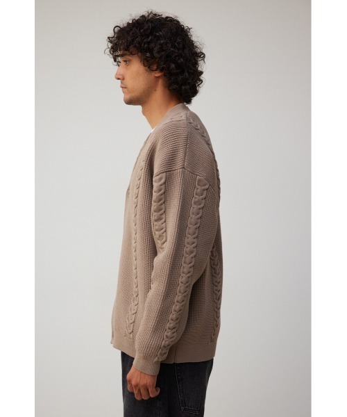 AZUL by moussy（アズールバイマウジー）の「スポンディッシュケーブルカーディガン（カーディガン/ボレロ・メンズ・ブラック/ベージュ/グレー/グリーン・FREE）」の12枚目の写真