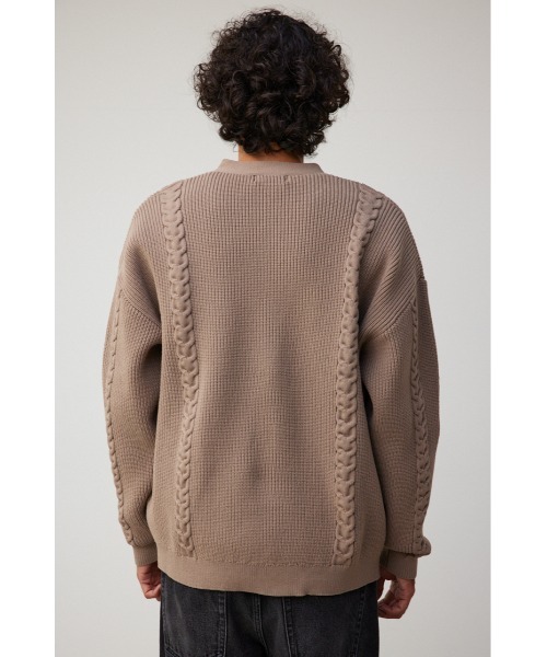 AZUL by moussy（アズールバイマウジー）の「スポンディッシュケーブルカーディガン（カーディガン/ボレロ・メンズ・ブラック/ベージュ/グレー/グリーン・FREE）」の13枚目の写真