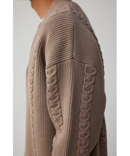 AZUL by moussy（アズールバイマウジー）の「スポンディッシュケーブルカーディガン（カーディガン/ボレロ・メンズ・ブラック/ベージュ/グレー/グリーン・FREE）」の15枚目の写真