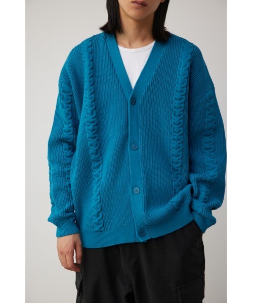 AZUL by moussy（アズールバイマウジー）の「スポンディッシュケーブルカーディガン（カーディガン/ボレロ・メンズ・ブラック/ベージュ/グレー/グリーン・FREE）」の18枚目の写真