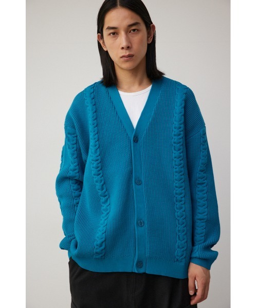 AZUL by moussy（アズールバイマウジー）の「スポンディッシュケーブルカーディガン（カーディガン/ボレロ・メンズ・ブラック/ベージュ/グレー/グリーン・FREE）」の20枚目の写真