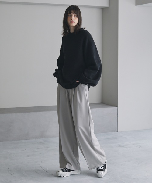cussil/クシル】TRストレッチルーズシルエットセンタープレスハイ 