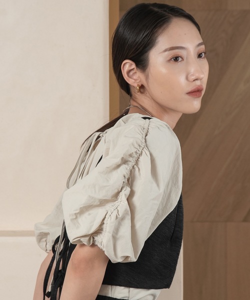 lawgy（ラウジー）の「raglan sleeve gather blouse / ラグランスリーブギャザーブラウス（シャツ/ブラウス・レディース・ホワイト/ベージュ・FREE）」の12枚目の写真
