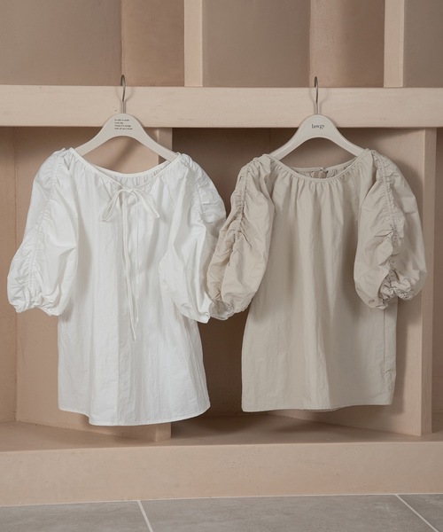 lawgy（ラウジー）の「raglan sleeve gather blouse / ラグランスリーブギャザーブラウス（シャツ/ブラウス・レディース・ホワイト/ベージュ・FREE）」の13枚目の写真