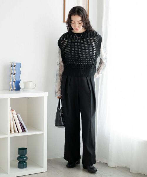 WEGO（ウィゴー）の「WEGO/メッシュニットベスト（ベスト・レディース・ブラウン/ブラック・FREE）」の3枚目の写真