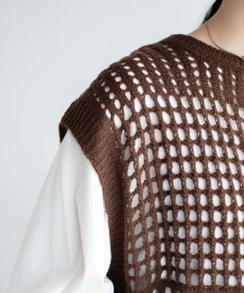 WEGO（ウィゴー）の「WEGO/メッシュニットベスト（ベスト・レディース・ブラウン/ブラック・FREE）」の6枚目の写真