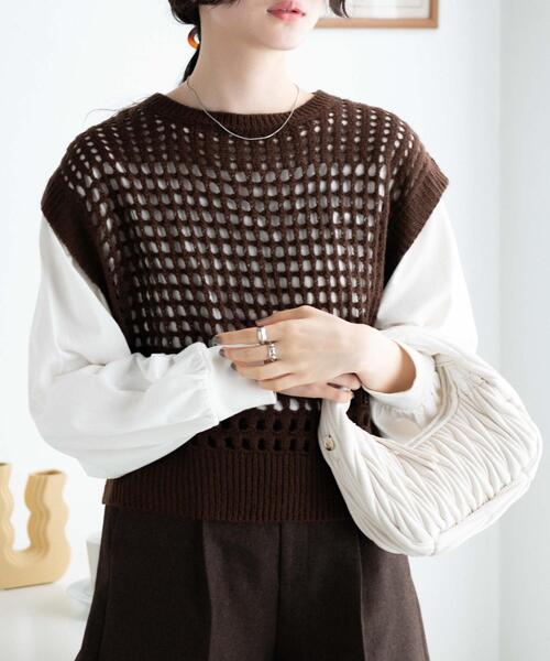 WEGO（ウィゴー）の「WEGO/メッシュニットベスト（ベスト・レディース・ブラウン/ブラック・FREE）」の9枚目の写真