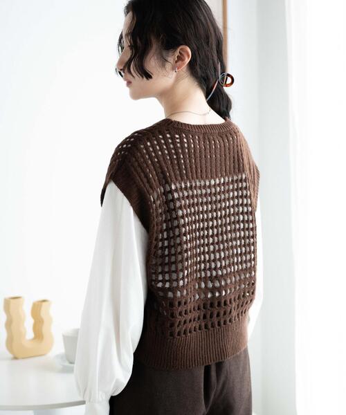 WEGO（ウィゴー）の「WEGO/メッシュニットベスト（ベスト・レディース・ブラウン/ブラック・FREE）」の12枚目の写真