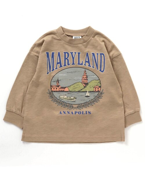 BREEZE（ブリーズ）の「【ユニセックス】ヴィンテージカレッジロンT（Tシャツ/カットソー・キッズ・ピンク/グリーン/ライトグレー/ネイビー/イエロー/サックスブルー/アイボリー/ブラック/レッド/ベージュ・100/140/150/110/90/80/130/120）」の5枚目の写真