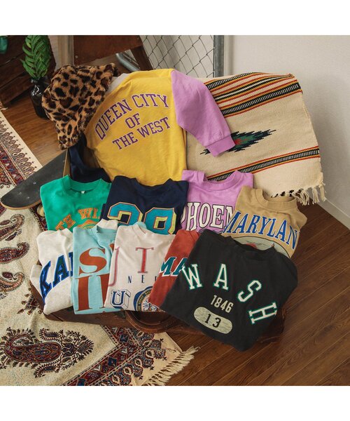 BREEZE（ブリーズ）の「【ユニセックス】ヴィンテージカレッジロンT（Tシャツ/カットソー・キッズ・ピンク/グリーン/ライトグレー/ネイビー/イエロー/サックスブルー/アイボリー/ブラック/レッド/ベージュ・100/140/150/110/90/80/130/120）」の11枚目の写真