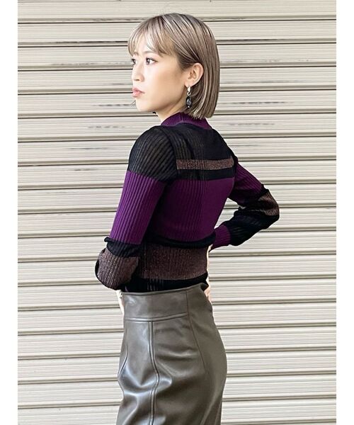 MURUA(ムルーア)の「シアーブロッキングニット(ニット/セーター・レディース・パープル/ブラック/グリーン・FREE)」の19枚目の写真