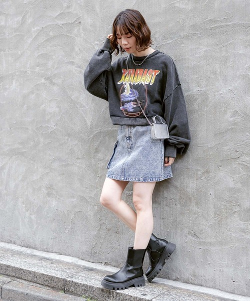 RAGEBLUE（レイジブルー）の「ボリューム袖ルーズロックスウェット（スウェット・レディース・ブラック/グレー/ピンク・FREE）」の4枚目の写真