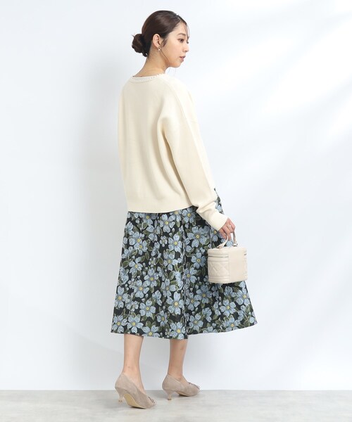 couture brooch（クチュールブローチ）の「◆【秋始まりの羽織に。】フェイクパールトリミングカーディガン（カーディガン/ボレロ・レディース・アイボリー/ブラック/サックスブルー・38/42）」の10枚目の写真