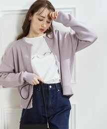 couture brooch | 【秋始まりの羽織に。】フェイクパールトリミングカーディガン(カーディガン/ボレロ)