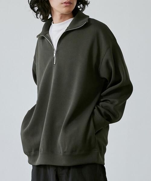 coen（コーエン）の「【RIB TECHシリーズ】Wフェイスハーフジップスウェット（スウェット・メンズ・オリーブ/ベージュ/ブラック・XL/S/M/L）」の3枚目の写真
