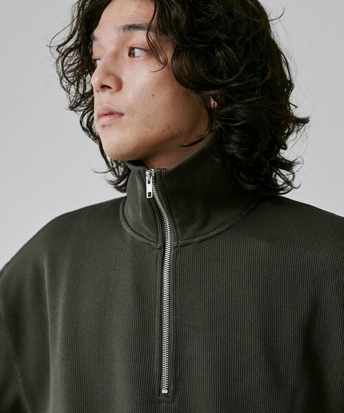 coen（コーエン）の「【RIB TECHシリーズ】Wフェイスハーフジップスウェット（スウェット・メンズ・オリーブ/ベージュ/ブラック・XL/S/M/L）」の4枚目の写真