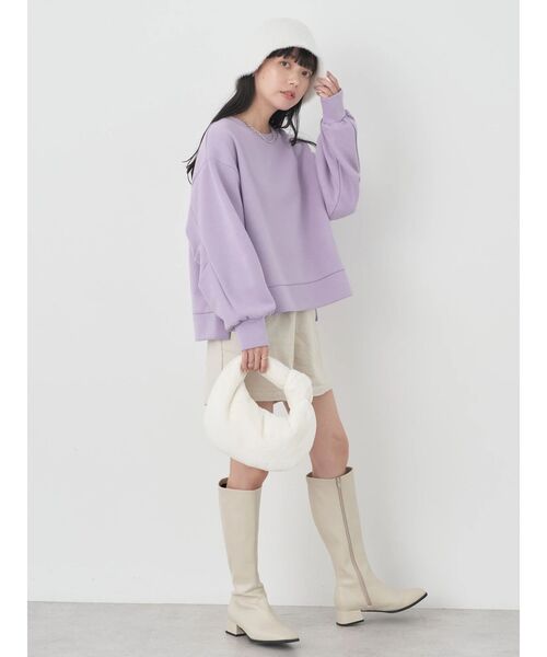 earth music&ecology（アースミュージックアンドエコロジー）の「ダンボールプルオーバー（Tシャツ/カットソー・レディース・アイボリー/サックスブルー/イエロー/ラベンダー/ダークグレー/ブラウン・FREE）」の20枚目の写真