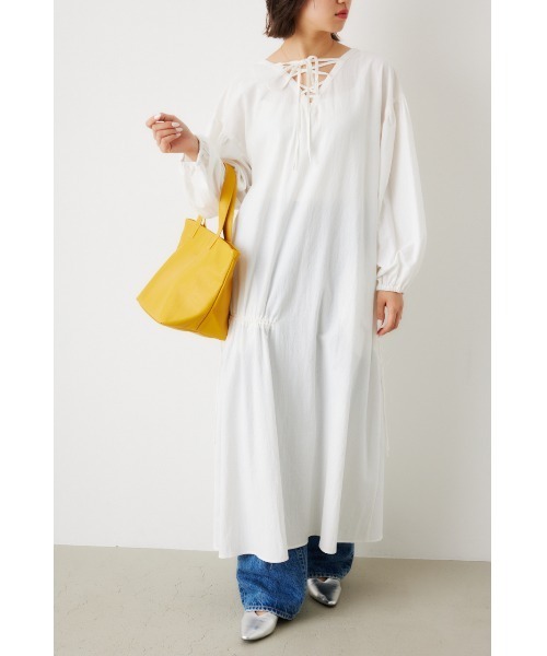 RODEO CROWNS WIDE BOWL（ロデオクラウンズワイドボウル）の「2WAY シャーリングロングワンピース（ワンピース・レディース・チャコールグレー/オフホワイト/オレンジ・FREE）」の9枚目の写真