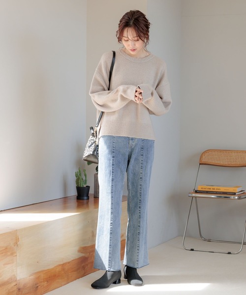 GLOBAL WORK(グローバルワーク)の「フワフワHug meクルーネックプルオーバー/906701(ニット/セーター・レディース・グリーン系その他/ブラック/グレイッシュベージュ/イエロー系その他/レッド系その他/グレー/オフホワイト・FREE/SHORT)」の8枚目の写真