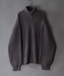 ridge knitting half zip sweater/畦編み ハーフジップ セーター/ニット