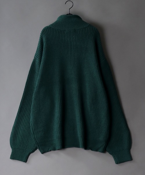 SITRY(シトリー)の「ridge knitting half zip sweater/畦編み ハーフジップ セーター/ニット(ニット/セーター・メンズ・アイボリー/ダークグレー/ブラック/グリーン・M/L)」の8枚目の写真