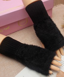DAY CLOSET(デイ クローゼット)のレディース 裏起毛ボアフィンガーレスリブニットアームカバー(アームカバー)