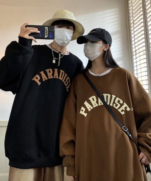 セール】ペアコーデにも。オーバーカレッジロゴトレーナー（スウェット