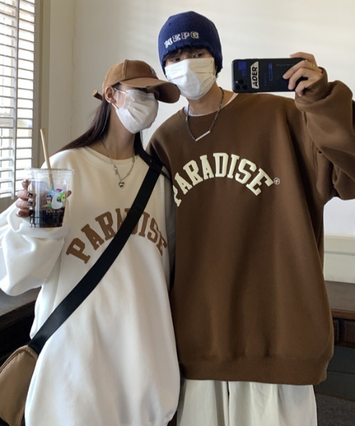 セール】ペアコーデにも。オーバーカレッジロゴトレーナー（スウェット