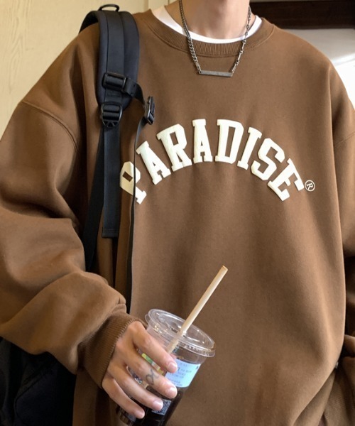 セール】ペアコーデにも。オーバーカレッジロゴトレーナー（スウェット