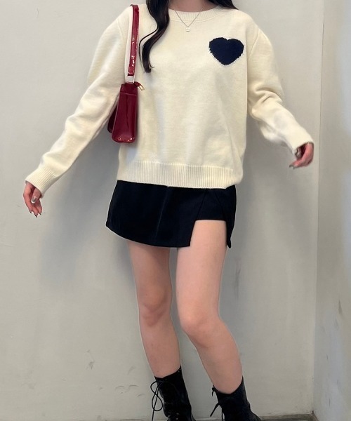 nemne store（ネンネストア）の「《Delfy》ハートジャガードニット（ニット/セーター・レディース・ホワイト/ブラウン/ネイビー・フリー）」の11枚目の写真