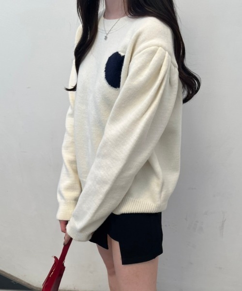 nemne store（ネンネストア）の「《Delfy》ハートジャガードニット（ニット/セーター・レディース・ホワイト/ブラウン/ネイビー・フリー）」の15枚目の写真