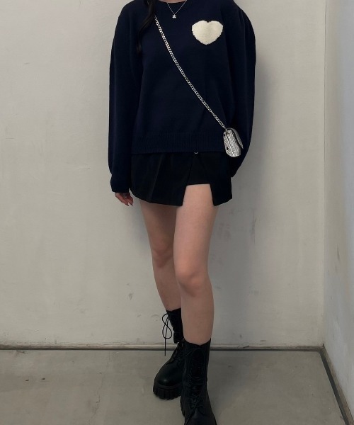 nemne store（ネンネストア）の「《Delfy》ハートジャガードニット（ニット/セーター・レディース・ホワイト/ブラウン/ネイビー・フリー）」の18枚目の写真