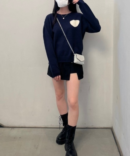 ⭐️F＊Drawers⭐️ カシミア100% 長袖ニットネイビー セール】 ブラッシュドアルパカ ニット （ニット・セーター）｜23区