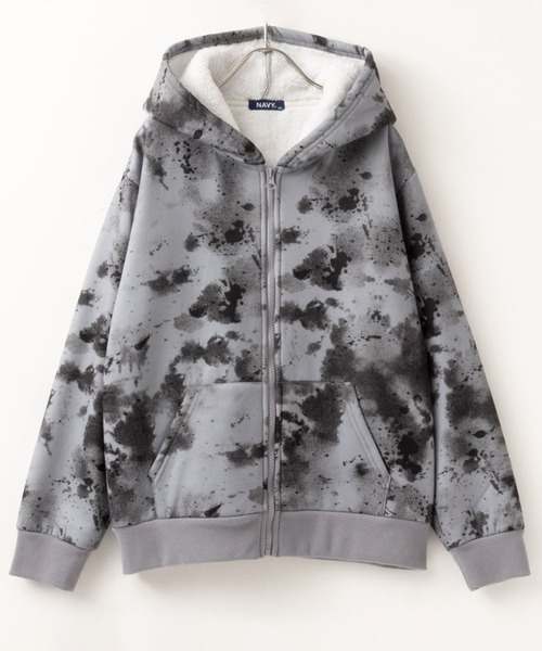 NAVY(ネイビー)の「NAVY 裏ボア総柄ジップアップパーカー(パーカー・キッズ・カーキ系/杢グレー/ブラック・150/140/110/120/130/160)」の5枚目の写真