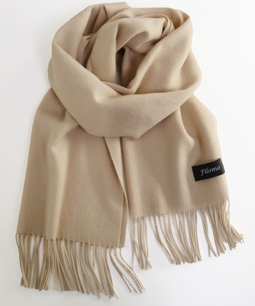 Filomo（フィローモ）の「[Filomo]カシミヤブレンドストールチェック無地（マフラー・レディース・ブルー系/イエロー/ベージュ/ベージュ系/キャメル/グリーン/レッド/ホワイト/ブラック/グレイッシュベージュ/ブラック系/レッド系・FREE）」の22枚目の写真