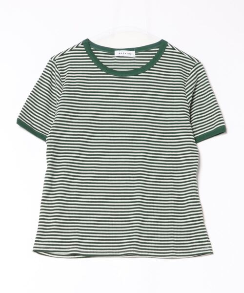B.I.D.（ビーアイディー）の「ボーダー半袖Tシャツ（Tシャツ/カットソー・レディース・ブラック/ブラウン/グリーン・FREE）」の5枚目の写真