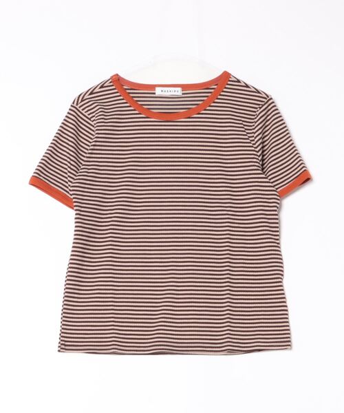 B.I.D.（ビーアイディー）の「ボーダー半袖Tシャツ（Tシャツ/カットソー・レディース・ブラック/ブラウン/グリーン・FREE）」の4枚目の写真