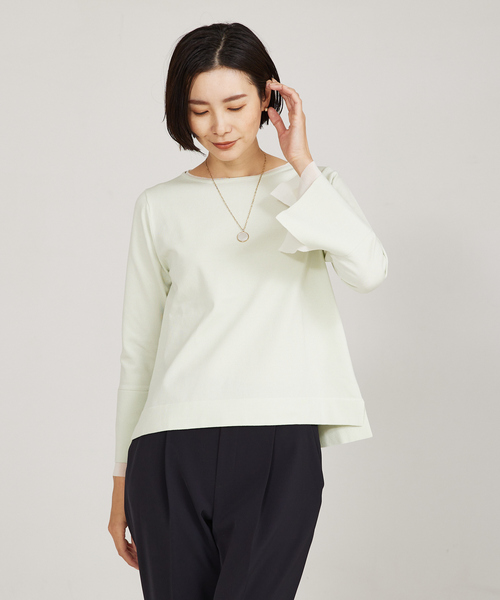 qualite(カリテ)の「【入卒/セレモニー/オケージョン】フレアスリーブニット(ニット/セーター・レディース・ライム/ダークネイビー/オフホワイト・フリー)」の10枚目の写真