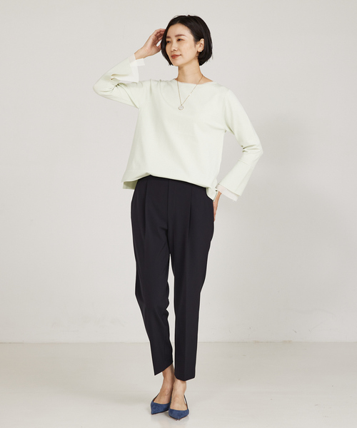 qualite(カリテ)の「【入卒/セレモニー/オケージョン】フレアスリーブニット(ニット/セーター・レディース・ライム/ダークネイビー/オフホワイト・フリー)」の11枚目の写真