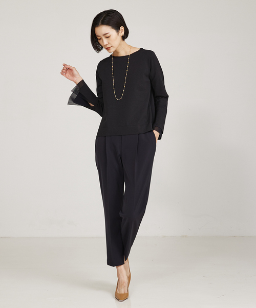 qualite(カリテ)の「【入卒/セレモニー/オケージョン】フレアスリーブニット(ニット/セーター・レディース・ライム/ダークネイビー/オフホワイト・フリー)」の14枚目の写真